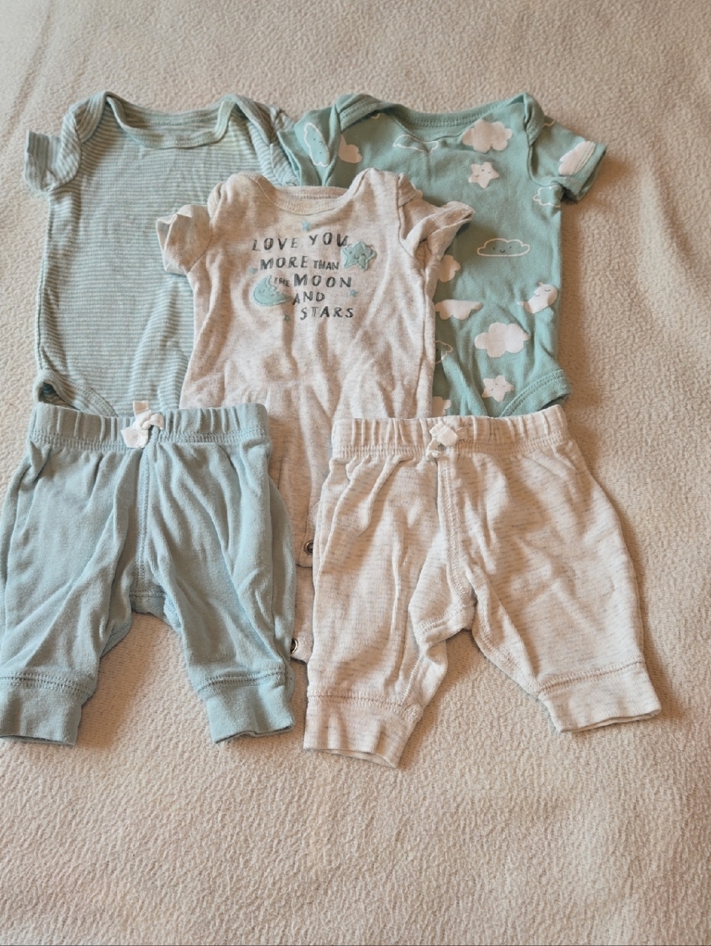 Carter's Baby Teal and Light Gray Matching Sets